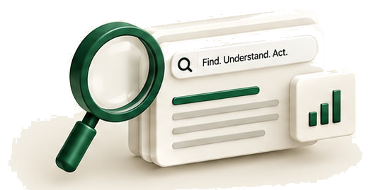A search result, magnifying glass, and visibility indicator